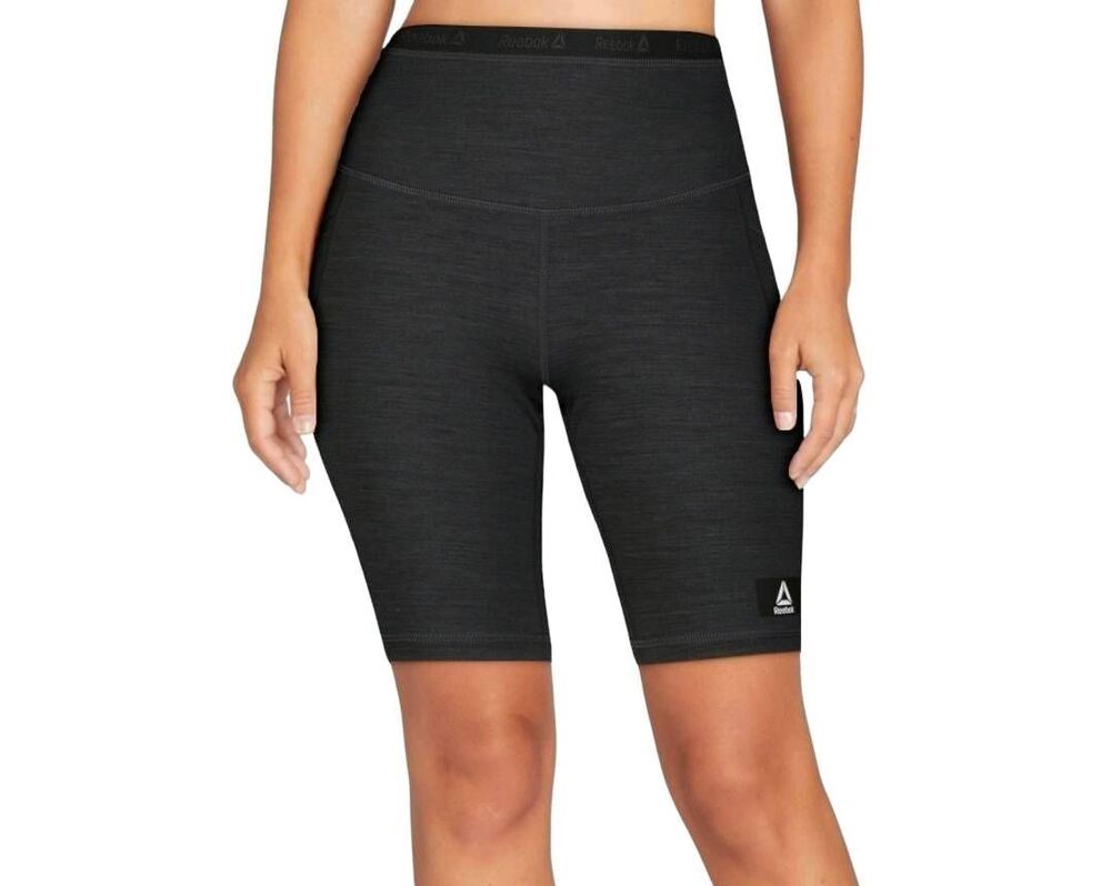 Reebok NWT Women's High-Rise Fitted Bike Shorts Black  XL